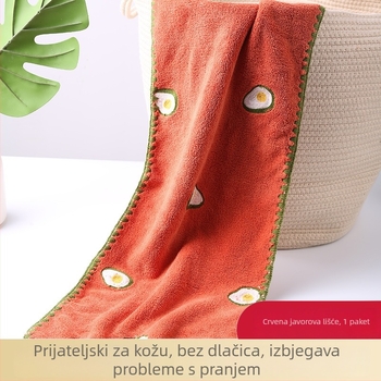 Prilagođeni ručnik s voćnom vezom na koralnom baršunu, upija, nježan prema koži, jacquard rub, 60 g, 80% poliestera / 20% poliamida