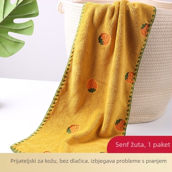 Prilagođeni ručnik s voćnom vezom na koralnom baršunu, upija, nježan prema koži, jacquard rub, 60 g, 80% poliestera / 20% poliamida