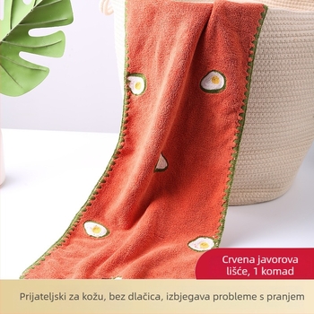 Prilagođeni ručnik s voćnom vezom na koralnom baršunu, upija, nježan prema koži, jacquard rub, 60 g, 80% poliestera / 20% poliamida