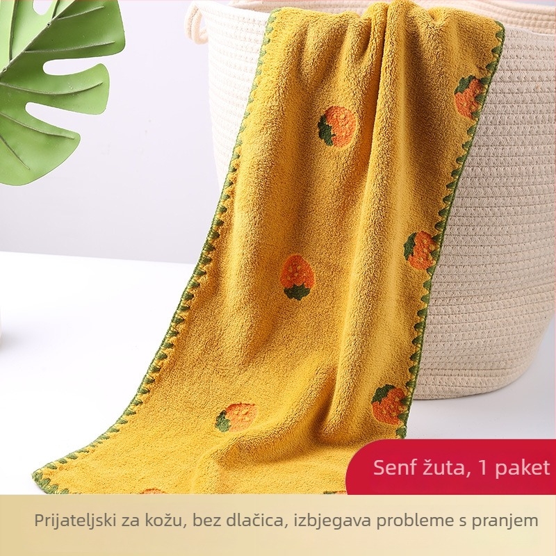 Prilagođeni ručnik s voćnom vezom na koralnom baršunu, upija, nježan prema koži, jacquard rub, 60 g, 80% poliestera / 20% poliamida
