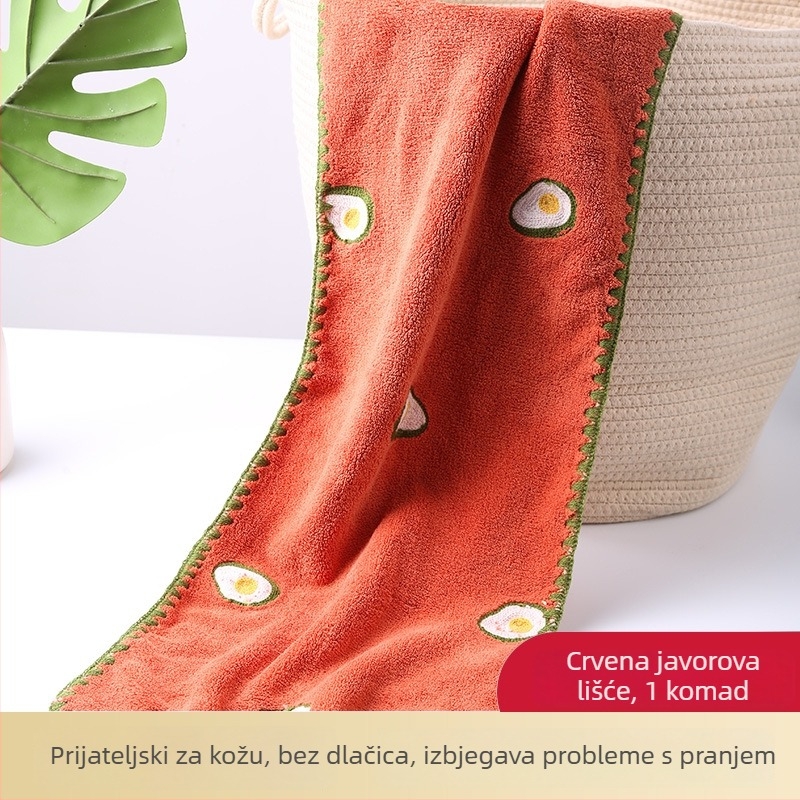 Prilagođeni ručnik s voćnom vezom na koralnom baršunu, upija, nježan prema koži, jacquard rub, 60 g, 80% poliestera / 20% poliamida