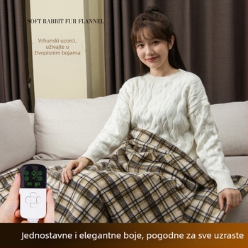 Električna deka, 100% poliester, fleece s motivom četverolistne deteline, odvojiva i periva, zimska upotreba, prilagodljiva