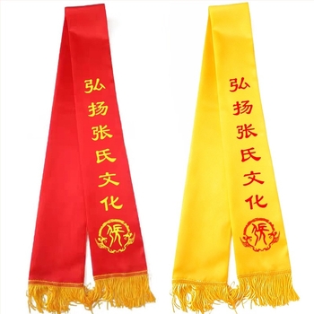 Satenski šal s ušivenim logom, za sve sezone, srednje duljine, svestran