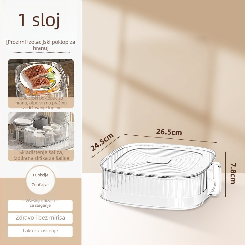 Izolirani pokrivač za hranu, proziran, za ostatke hrane, višefunkcionalan, višeslojni pokrov stola