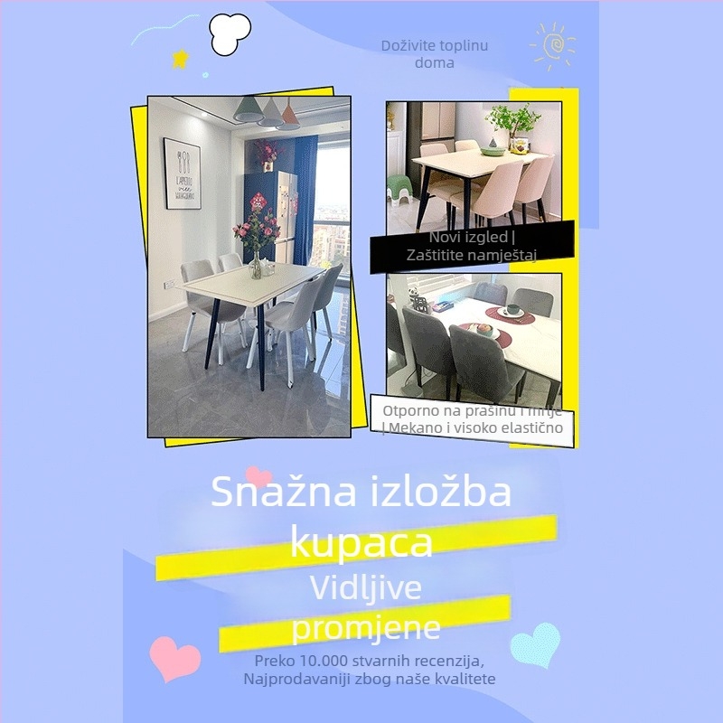 Set navlaka za stol i stolice od pamuk-len za četiri sezone, vrhunske kvalitete, navlake za sjedalice s zakrivljenim oblikom i navlake za stolice