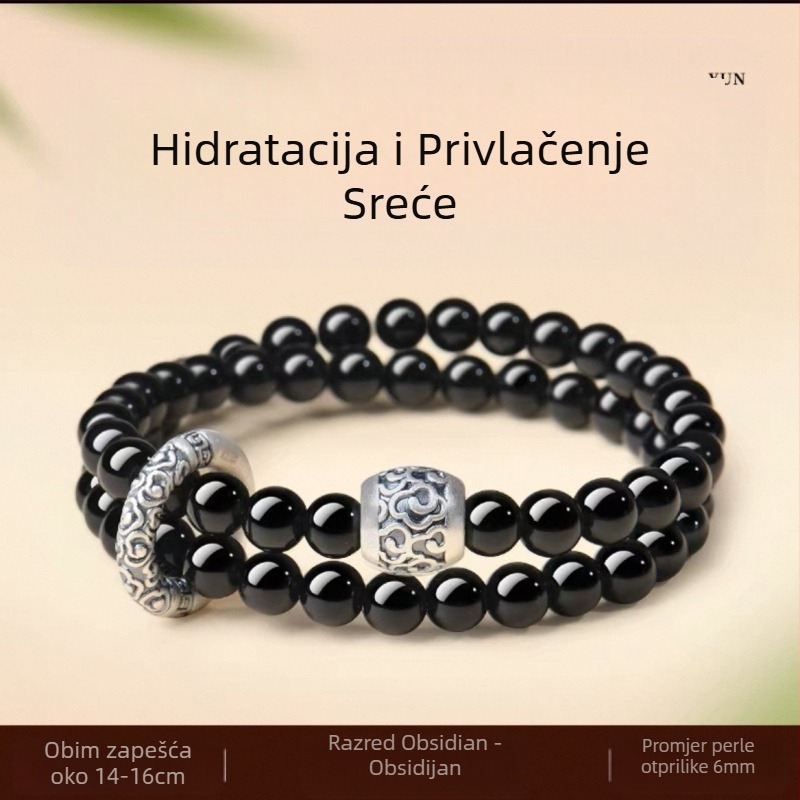 Narukvica s akvamarinskim kristalom, geometrijski oblik, unisex, brušenje i poliranje
