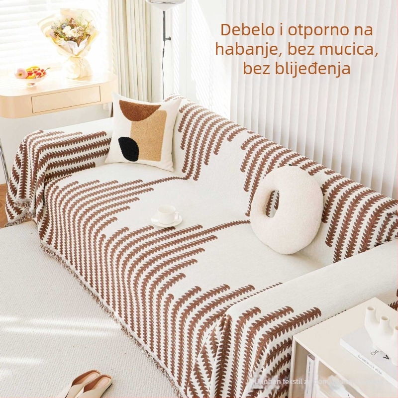 Chenille navlaka za kauč s pepita uzorkom, jednopločni potpuno pokriće, četiri sezone, protuklizno