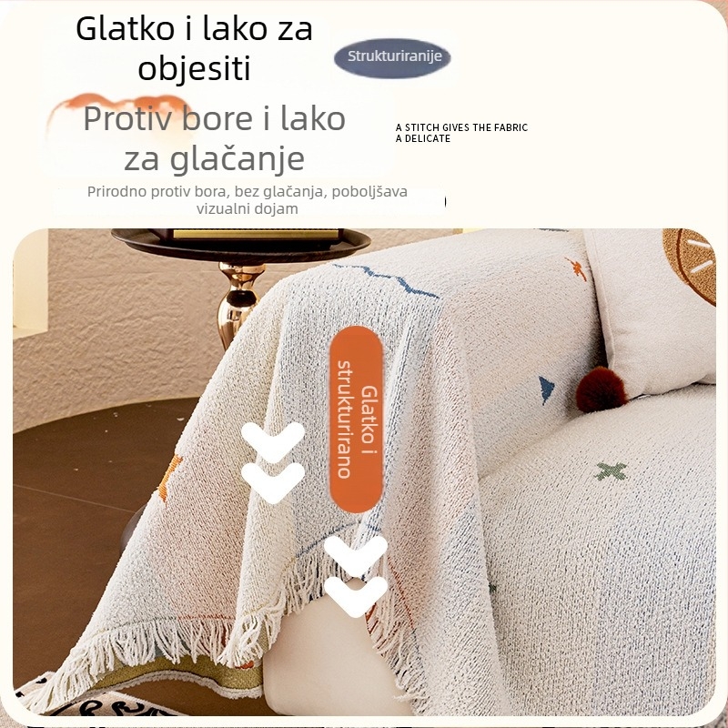 Pokrov kauča od pahuljastog vlakna, univerzalna primjena, minimalistički stil, zaštita od prašine i ogrebotina mačaka