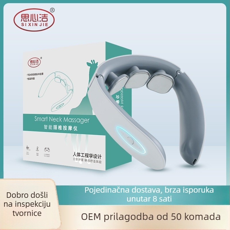 Prijenosni masažer vrata s troglavnim grijanje za vrat i ramena; funkcije: akupunktura, masaža, pritisak prstima, gniječenje, tapkanje; napajanje: baterija (Model 20020; Napajanje baterijom; Troglavi grijač; Za vrat i ramena; Funkcije: akupunktura, masaža,
