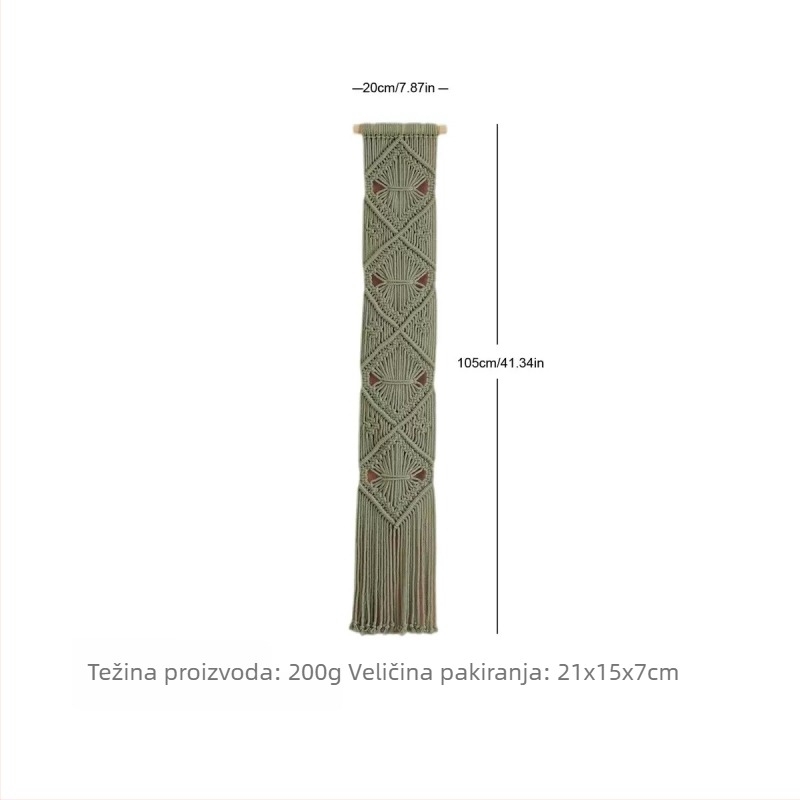 Nordijski ručno tkan goblen zidni ukras, boemski stil, 100% pamuk, pravokutni, jednobojni, za dnevni boravak, spavaću sobu, radnu sobu, blagovaonu, balkon i dječju sobu