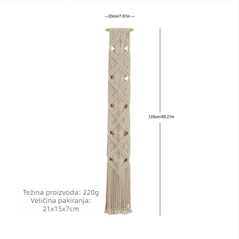 Nordijski ručno tkan goblen zidni ukras, boemski stil, 100% pamuk, pravokutni, jednobojni, za dnevni boravak, spavaću sobu, radnu sobu, blagovaonu, balkon i dječju sobu