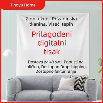 Nordijski gobelin s motivom gljiva za zidni dekor, širokog formata, velikih dimenzija