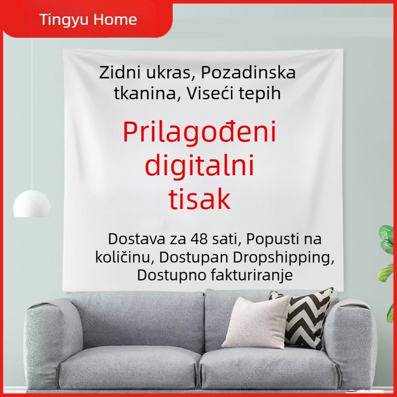 Nordijski gobelin s motivom gljiva za zidni dekor, širokog formata, velikih dimenzija