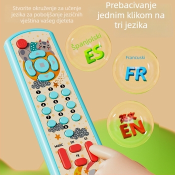 Interaktivna edukativna igračka: Priča-mašina za djecu predškolske dobi s glazbom, emocionalnom interakcijom i roditeljsko-djetetovim igrama | Plastika, baterijsko napajanje, dimenzije 17×5,5×3 cm, za dob 0–3 godine