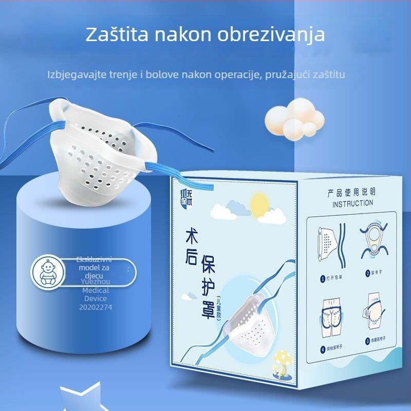 Postoperativne zaštitne gaće za dječake nakon obrezivanja - vanjska tkanina 100% poliester; podstava u preponama 100% poliester; srednji pojas; pogodno za sve sezone