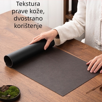 Vodootporna kožna podloga za čaj u modernom kinesko-čajnom stilu, zen minimalistički dizajn, kožni stolni dodatak za čaj