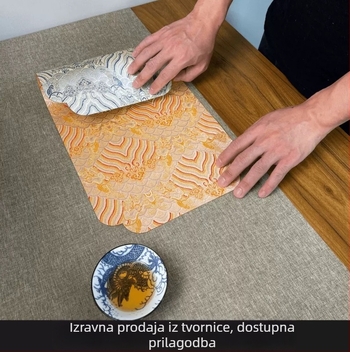 Satenski čajni podmetač s detaljima brokata, baza od poliesterskih vlakna, novi kineski stil, za studijski stol