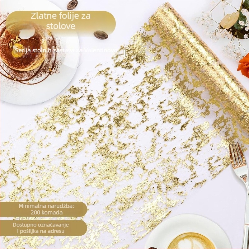 Poliesterska stolna zastavica s folijom, luksuzan stil, prilagodljivi pozadinski dekor