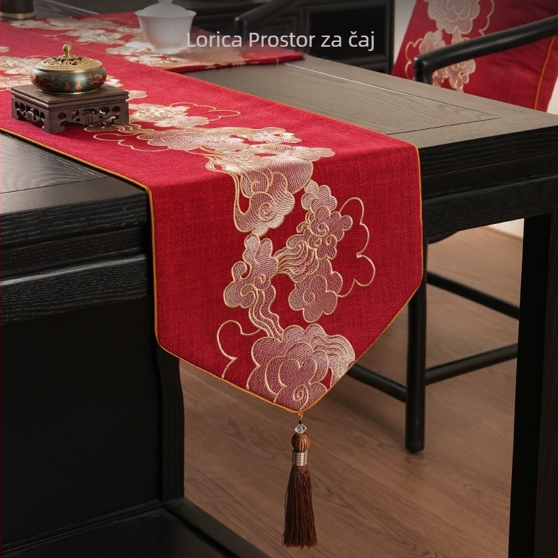 Novi kineski stil vodootporni stolni runner za čaj, Zen inspiriran, dugačak i elegantan