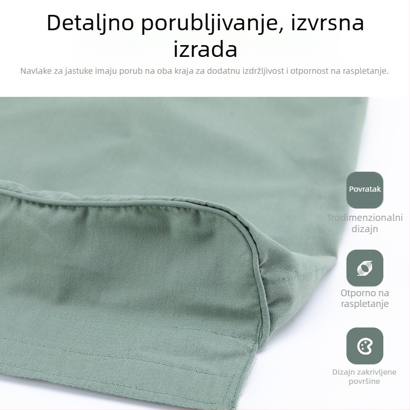 Jastučnica za studentski dom, vojnozelena i maslinasto zelena, standardna veličina, jednostruka jastučnica, boje: tamno plava i plamenoplava.