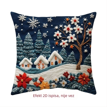 2D ispisana navlaka za jastuk za božićnu dekoraciju dnevnog boravka – moderni minimalistički stil