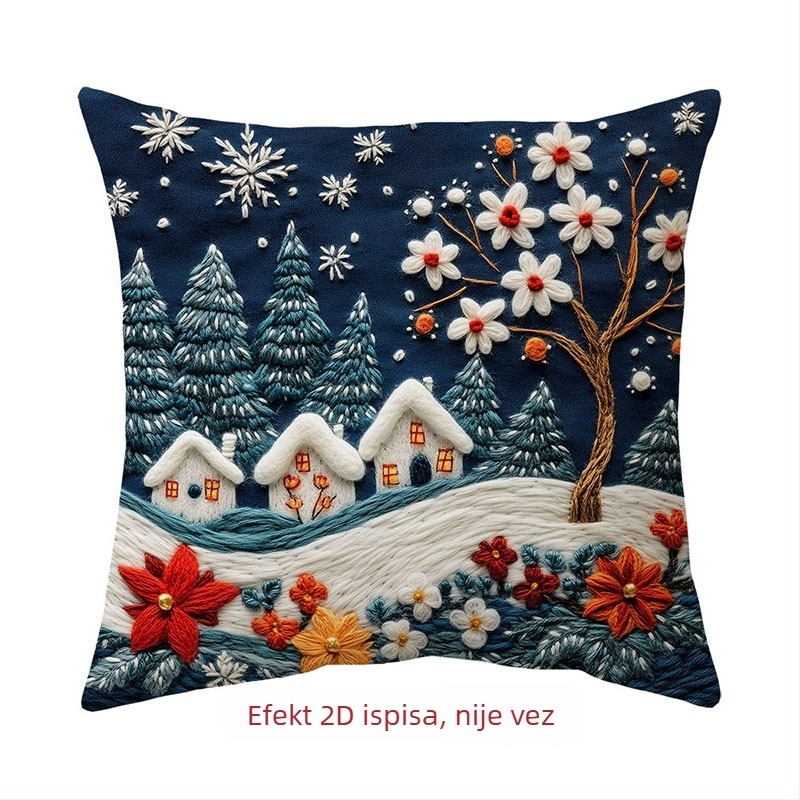 2D ispisana navlaka za jastuk za božićnu dekoraciju dnevnog boravka – moderni minimalistički stil