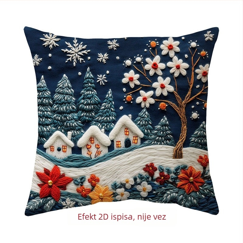 2D ispisana navlaka za jastuk za božićnu dekoraciju dnevnog boravka – moderni minimalistički stil