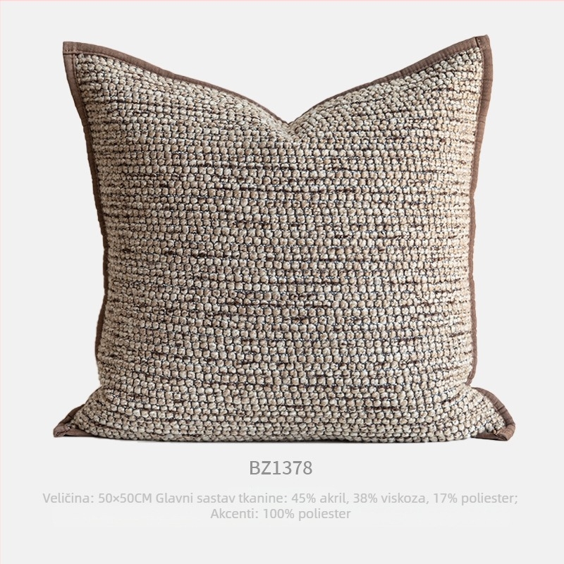 Vintage Wabi-Sabi stil, ručno pletena jastučnica od užeta u boji kave, moderan minimalistički dizajn za gostinjsku sobu