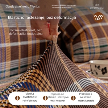 Elastična navlaka za kauč – potpuno pokriće, univerzalna veličina, chenille tkanina, mrežasti uzorak, za kutnu garnituru