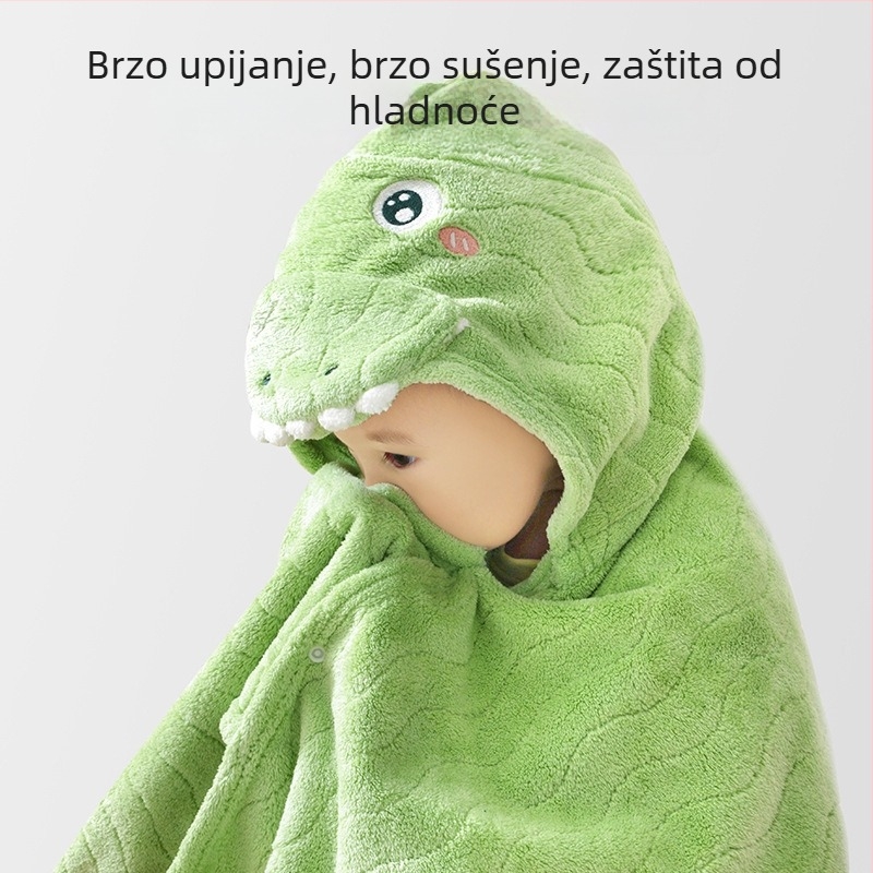 Dječji ručnik za kupanje s kapuljom – koralni flis, 300–400 g, 120D pređa, izvezeno