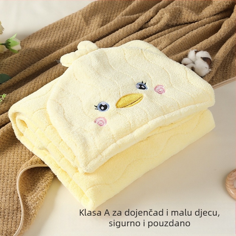 Dječji kupaći kaput s kapuljačom - potpuno pokrivanje tijela, apsorbirajući coral fleece, 200–300 g, 150D