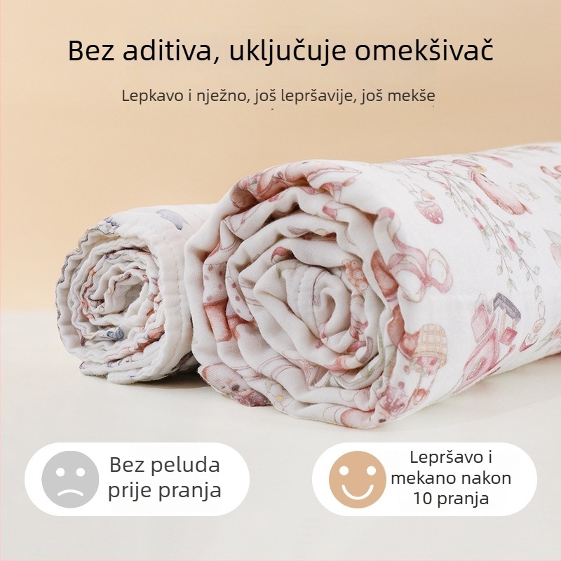 Dječji ručnik za kupanje s kapuljačom, gazasta tkanina, upija, brzo suši, 300–400 g