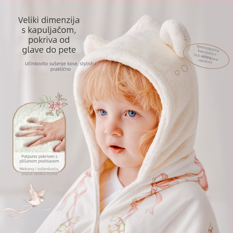Domicoco dječji ručnik za kupanje s kapuljom – upija, brzo suši; materijal 50% pamuk, 50% modal; težina 500 g+