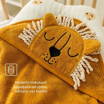 Dječji ručnik s kapuljačom i zavijanje, od čiste pamuka, 150D terry, 300–400 g