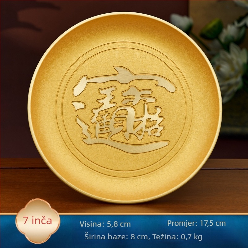 Mesingeni pladanj za voće za darivanje s visokim nogama, gravirana površina, kineski stil, marka Hongtai