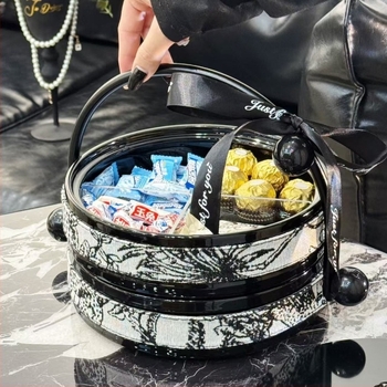 Keramički tanjur za sušeno voće s poklopcem, kožni detalji, rotirajući poslužnik za dnevni boravak