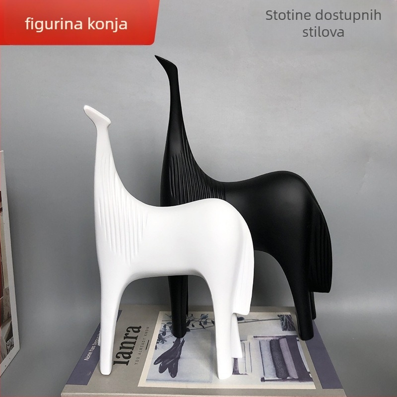 Konjska figurica — suvremen minimalistički apstraktni dizajn, materijal: smola; dar za prijatelje, kolege i mentore