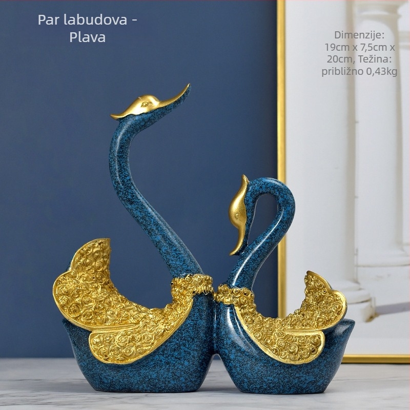 Par labudova od smole – dekorativne figure za interijer, svijetao luksuzni stil, pojedinačno zapakirane