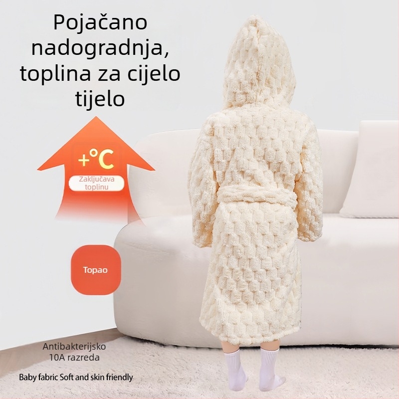 Dječji ogrtač za kupanje s kapuljom od coral flisa, nosivi ručnik, brzo upija, unisex