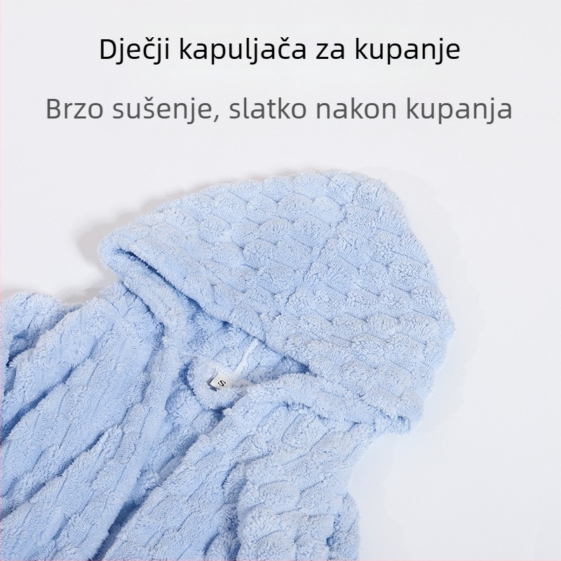 Dječji ogrtač za kupanje s kapuljom od coral flisa, nosivi ručnik, brzo upija, unisex