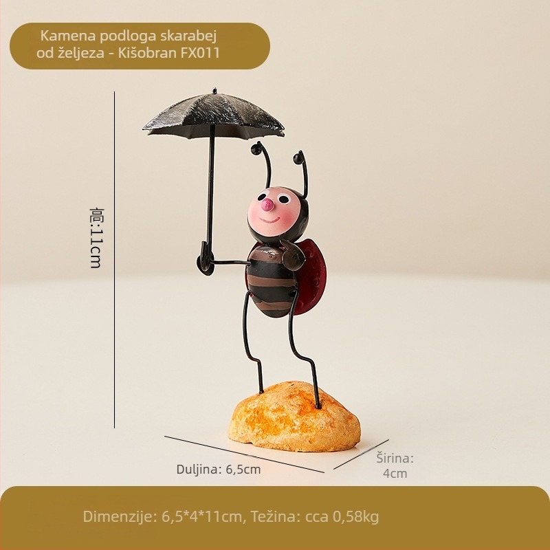 Stolna ukrasna figurica Beetle, metalni materijal, karikaturalni stil, dar za rođendan ili diplomu