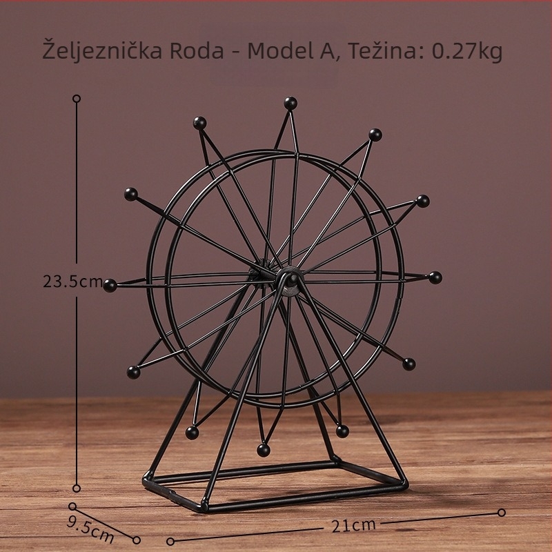 Željezna nordijska Ferris Wheel dekor — moderni minimalistički stolni ukras za dnevni boravak i ured, uz TV i ormar za vino