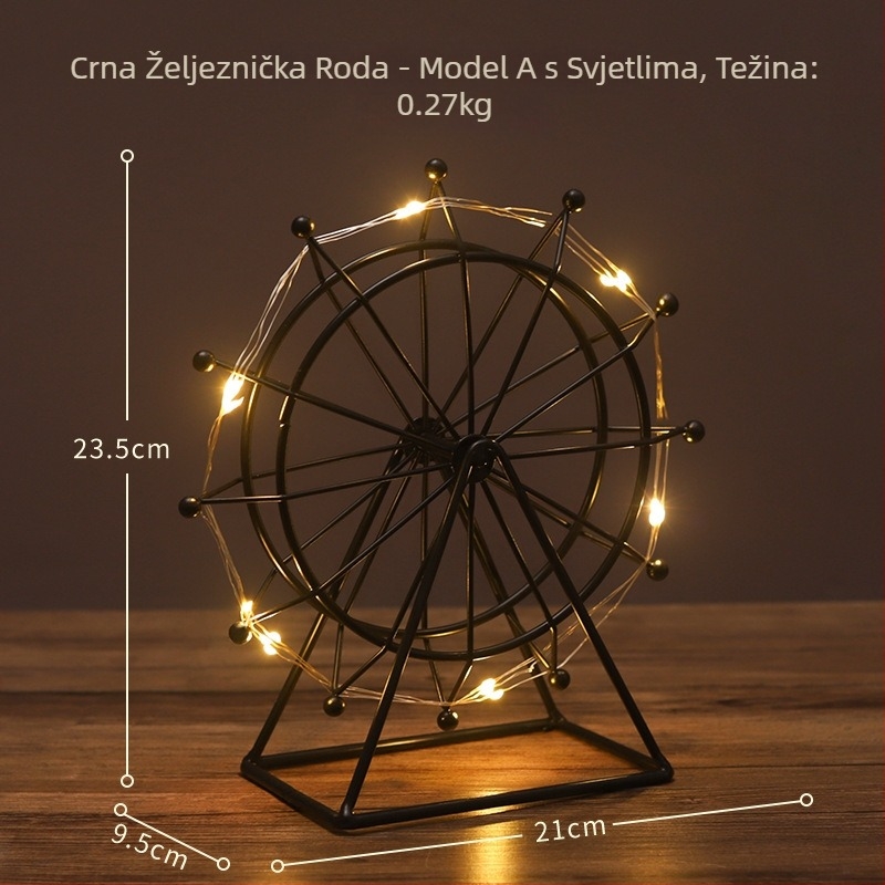 Željezna nordijska Ferris Wheel dekor — moderni minimalistički stolni ukras za dnevni boravak i ured, uz TV i ormar za vino