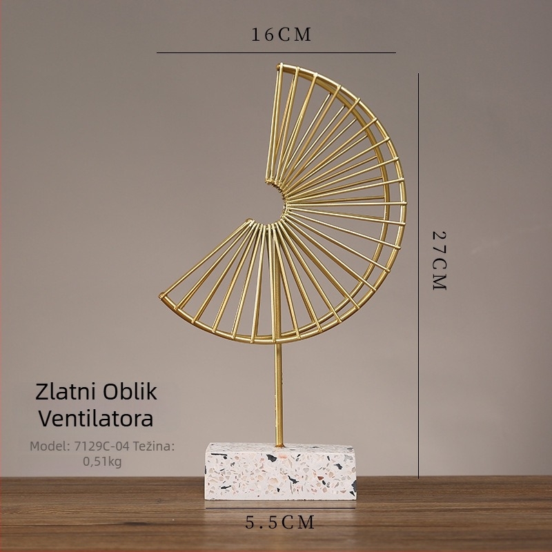 Metalni apstraktni stolni ukras – lagani luksuz, uredski dekor, minimalistički naglasak (Materijal: Metal; Stil: Lagani luksuz; Prilagodba: Nije prilagodljivo; Izrada: Drugo)