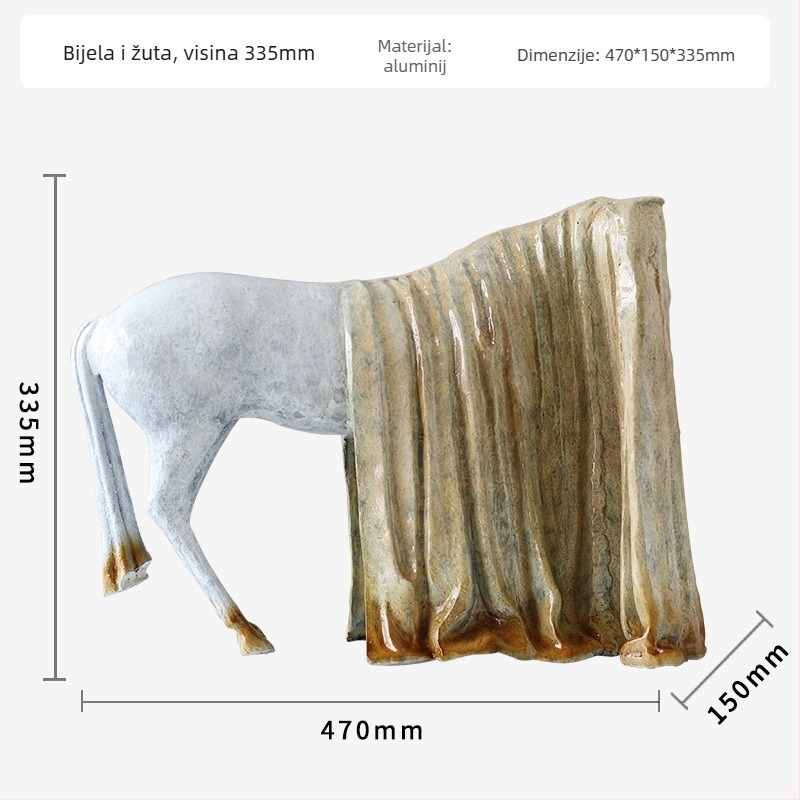 Metalna skulptura konja s maskom - moderni minimalistički dizajn, tehnika taljenja (Materijal: Metal; Stil: Moderni minimalistizam; Tehnika: Taljenje)