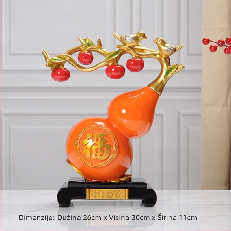 Okrug od smole, ručno izrađen ukras u novokineskom stilu sa motivom sreće Ruyi gourds, pogodna za dnevni boravak, hodnik ili vinsku vitrinu; poklon za useljavanje.