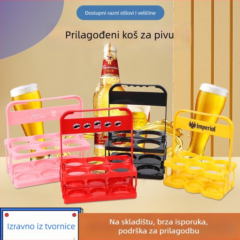 Plastična košara za pivo, sklopiva, prijenosna, kapacitet 6 boca