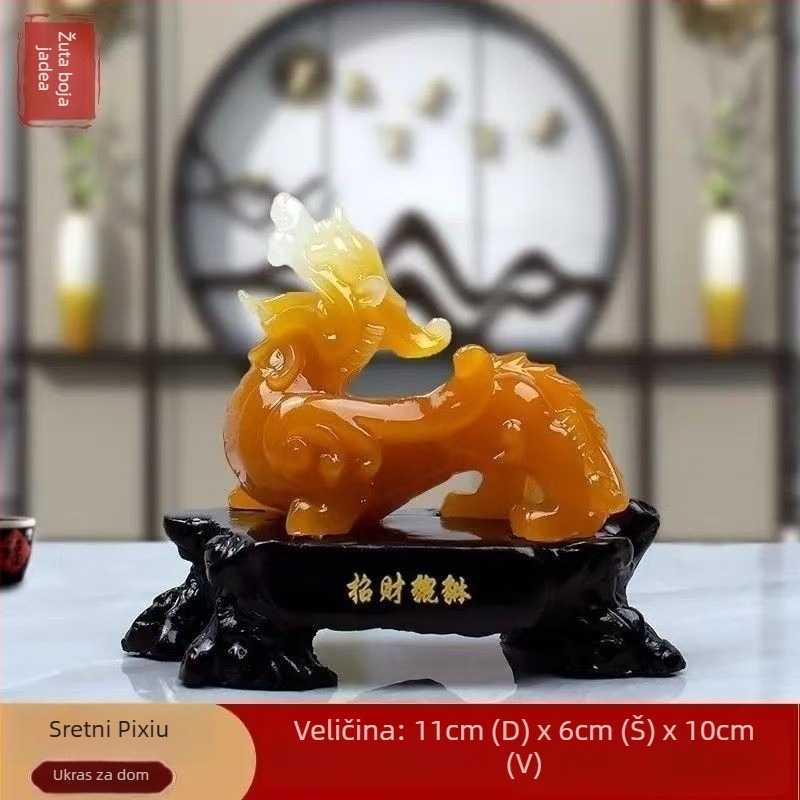 Pixiu statu od smole - kineski stil, graviranje i ručno bojanje, kućna dekoracija za dnevni boravak, spavaću sobu, ured, hodnik (Materijal: smola; Izrada: graviranje, ručno bojanje; Stil: kineski)