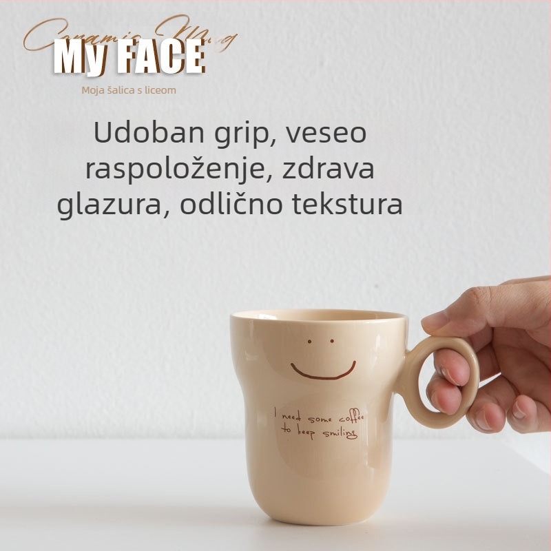 Deli keramička šalica za kavu, crtani uzorak, otisnuto logo, mogućnost prilagodbe