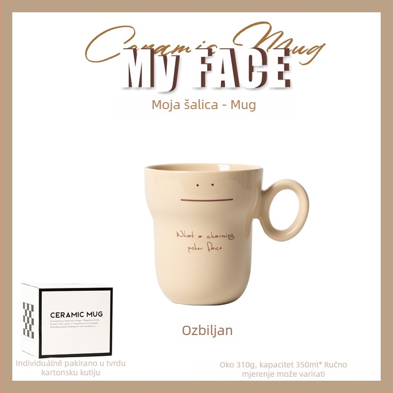 Deli keramička šalica za kavu, crtani uzorak, otisnuto logo, mogućnost prilagodbe